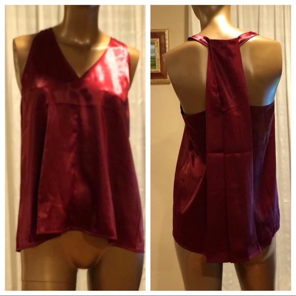 LOFT Tops - Loft draped back red satin top